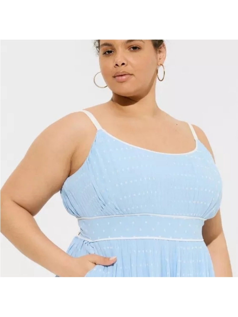 NWOT Torrid Marilyn Monroe Pleated Tiered Midi Light Blue Dress - Picture 3 of 10